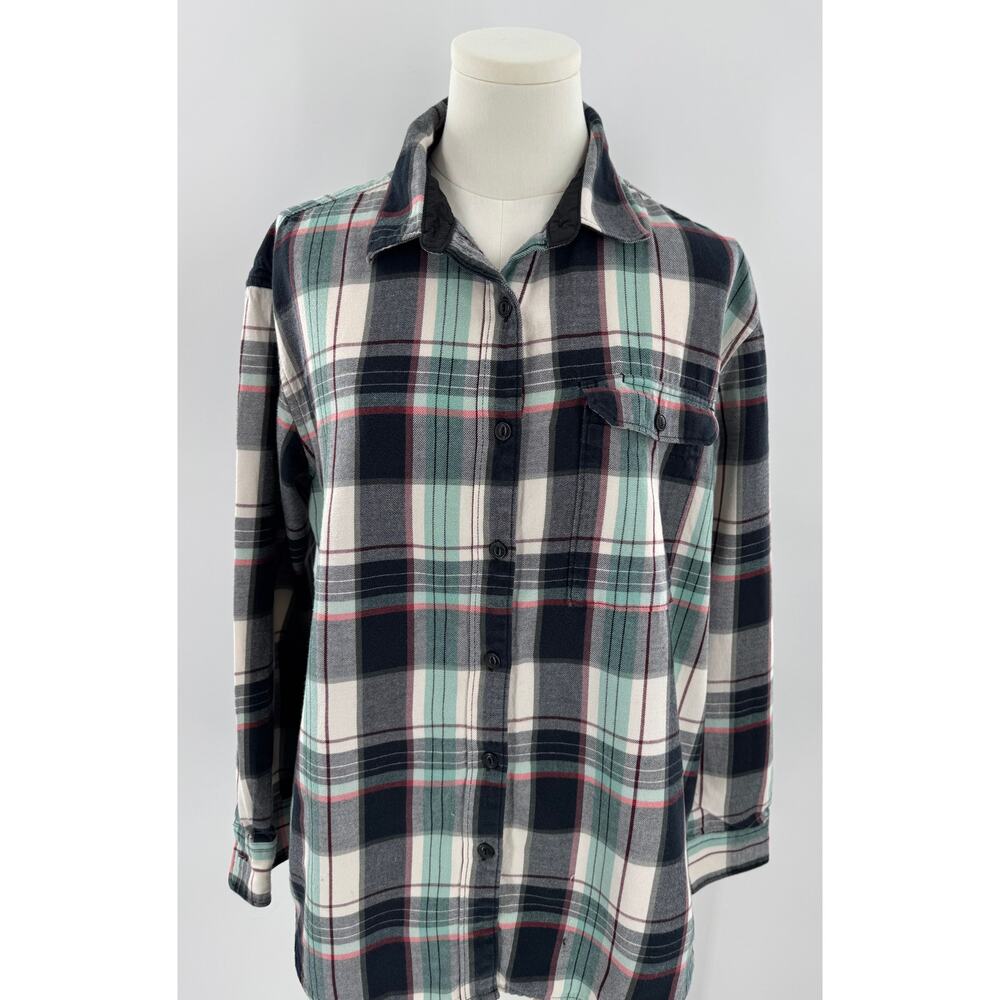 The North Face Womens Black Green Flannel Shirt Cabincore Gorpcore Top Medium